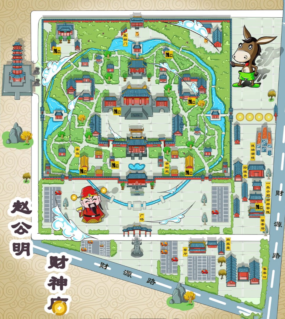 桐柏寺庙类手绘地图